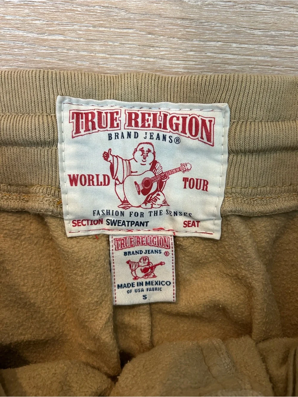 True Religion World Tour Sweatpants Men’s S Khaki Tan Drawstring Vintage Y2K